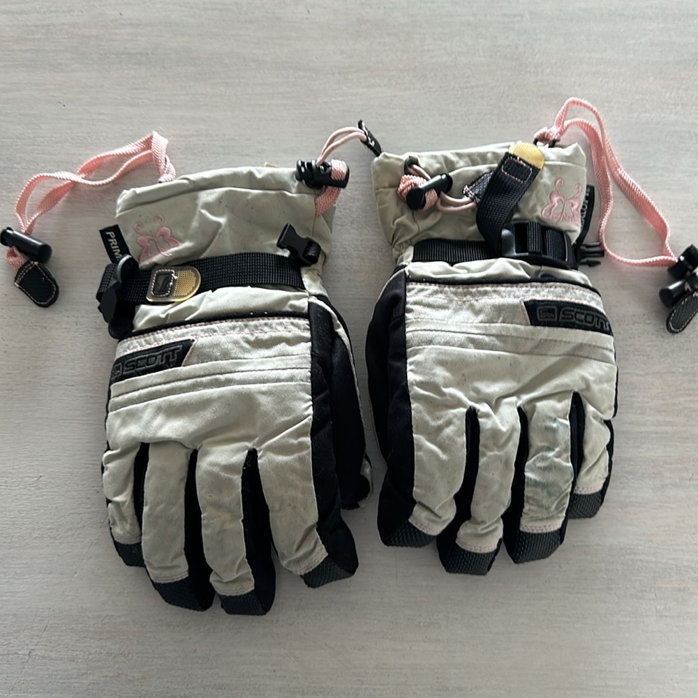 SCOTT Primaloft White/Black/ Pink Waterproof Breathable Winter Gloves Size: L